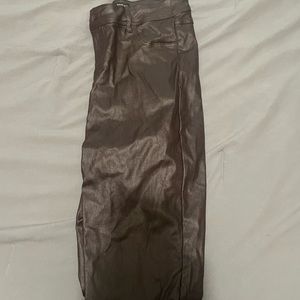 brown feaux leather skinny pants